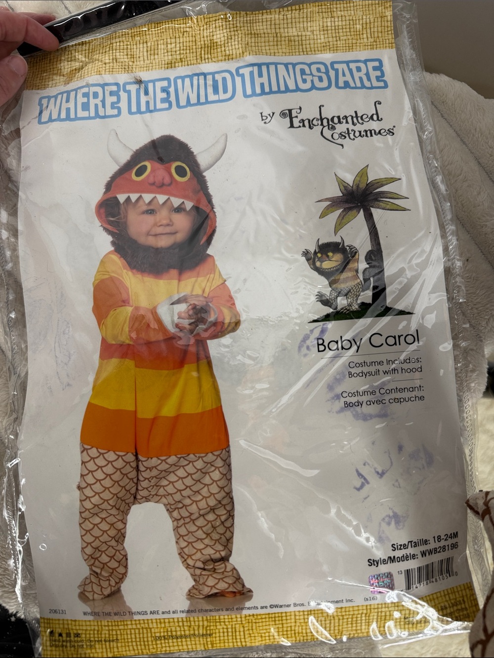 Where The Wild Things Are Baby Costume - Orange & Yellow Stripes 18-24M